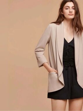 Aritzia Wilfred Sz 2 Chevalier Light Grey Open Front Casual Blazer
